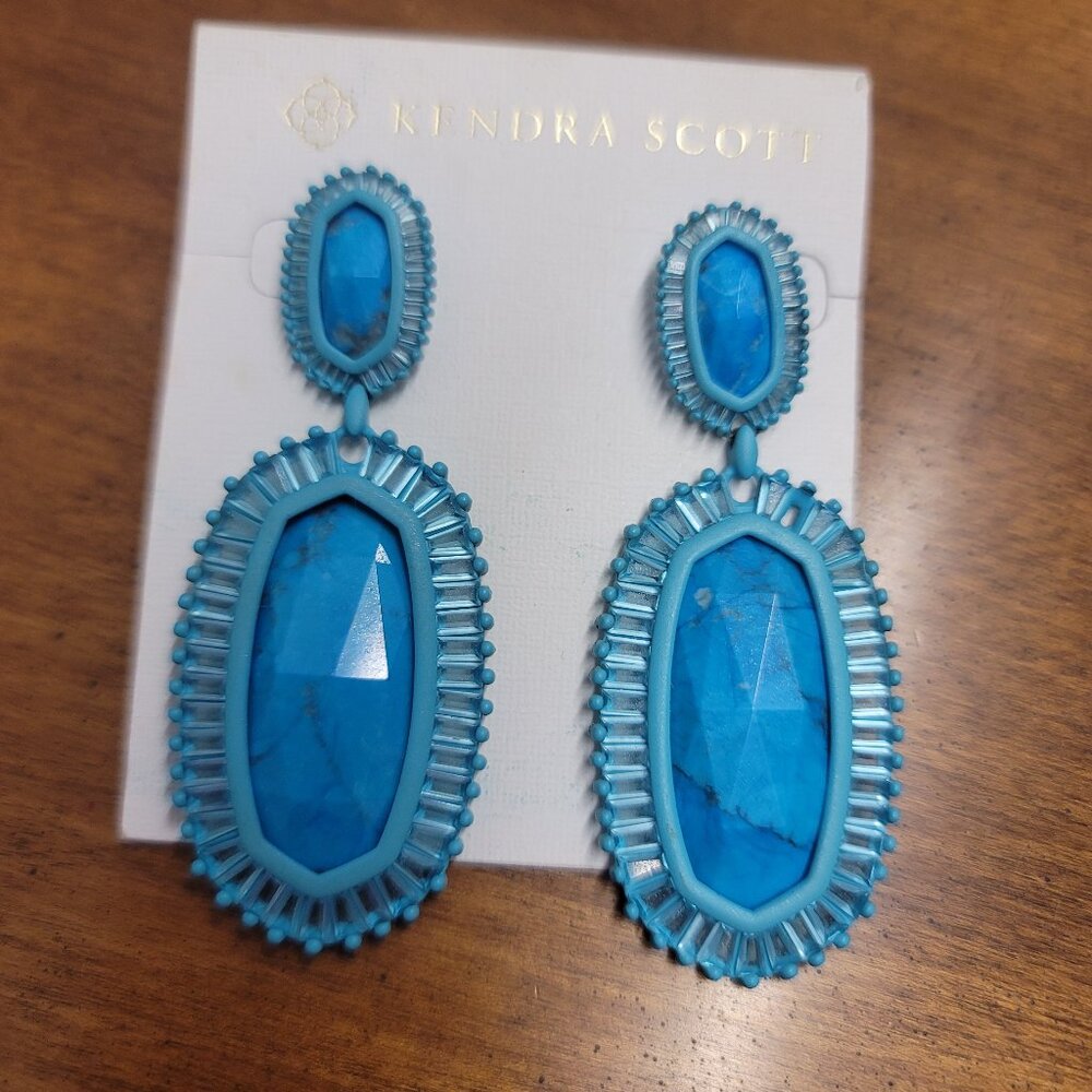 Kendra Scott Turquoise Blue Kaki Statement Earrings